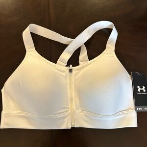 NWT Under Armour Infinity High Zip Women's Medium White Sports Bra